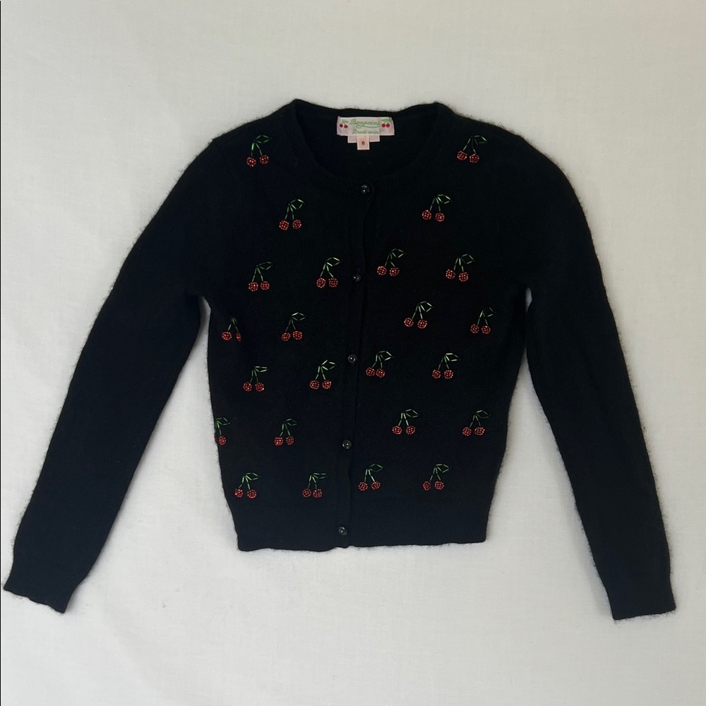 Bonpoint Jonia Cashmere Beaded Cherry Cardigan